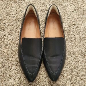 Madewell The Frances Skimmer Shoes Black Leather Pointed Toe Slip On Size 8